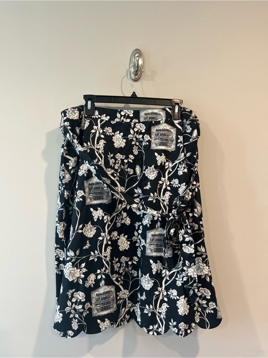Talbots Dresses & Skirts - Talbots Black and White Floral Wrap Skirt with Birdcage Motif